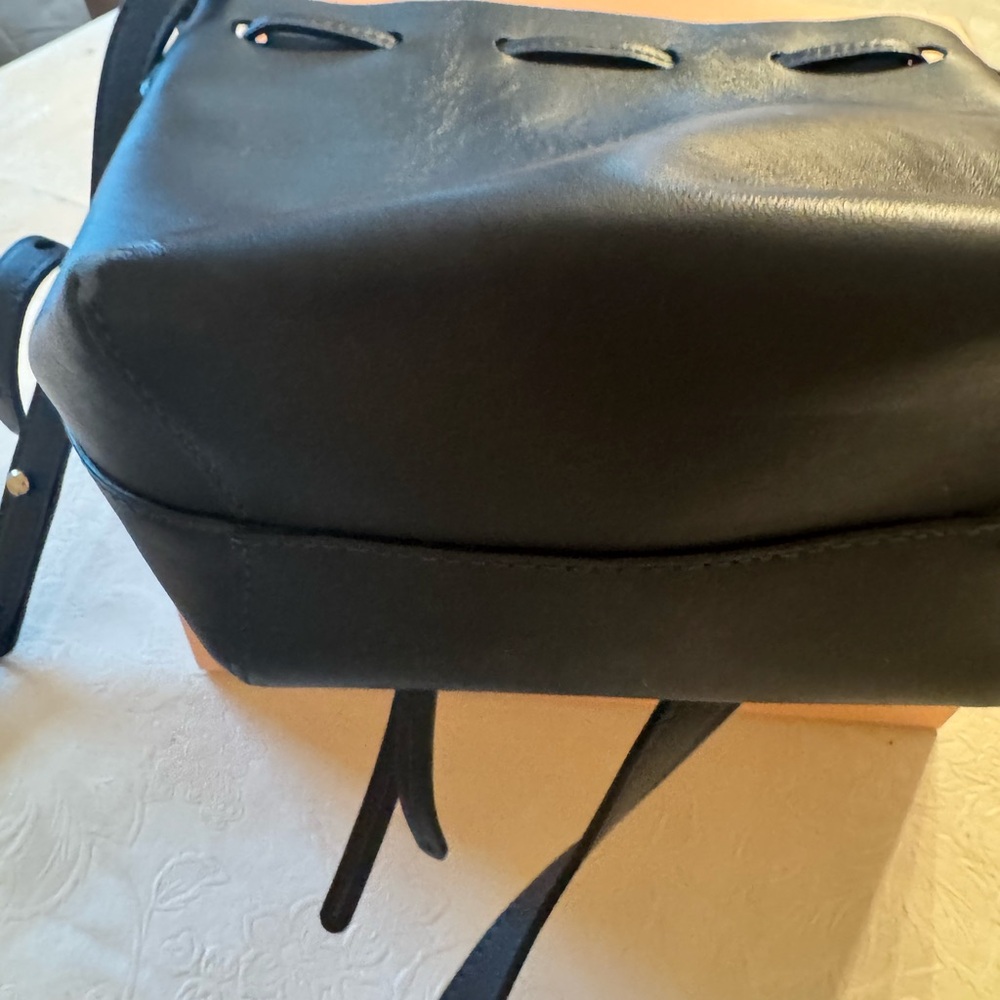 Mansur Gavriel Navy Leather Mini Bucket Bag - Picture 5 of 12